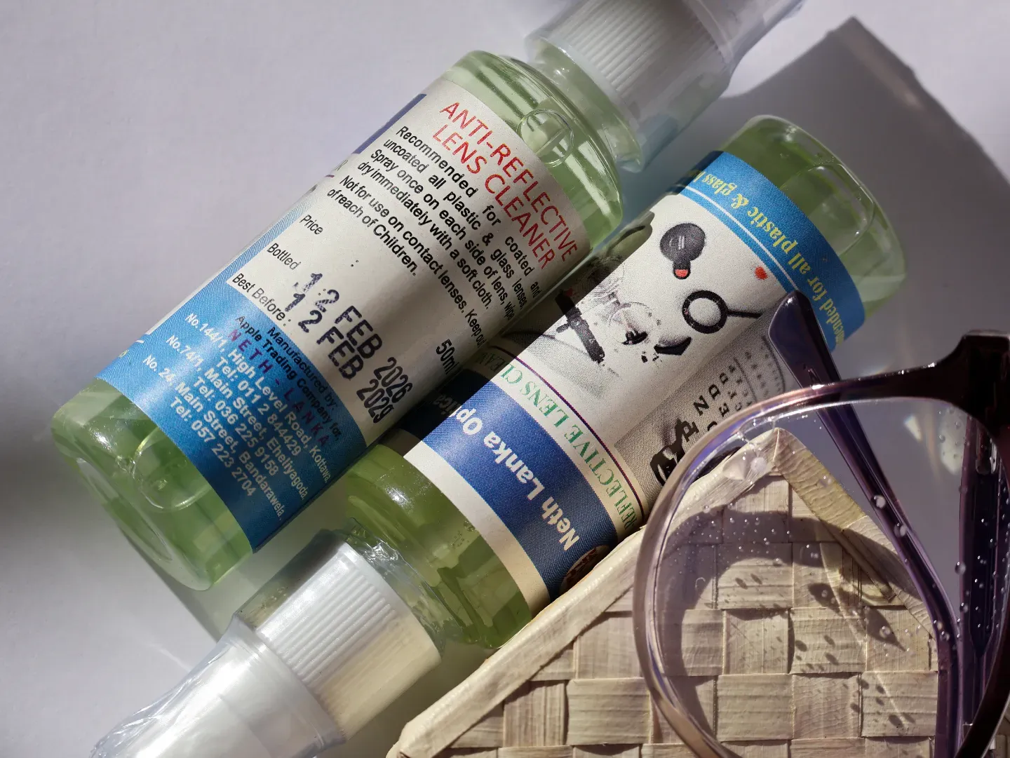Professional optical cleaning spray available at Neth Lanka Opticals.