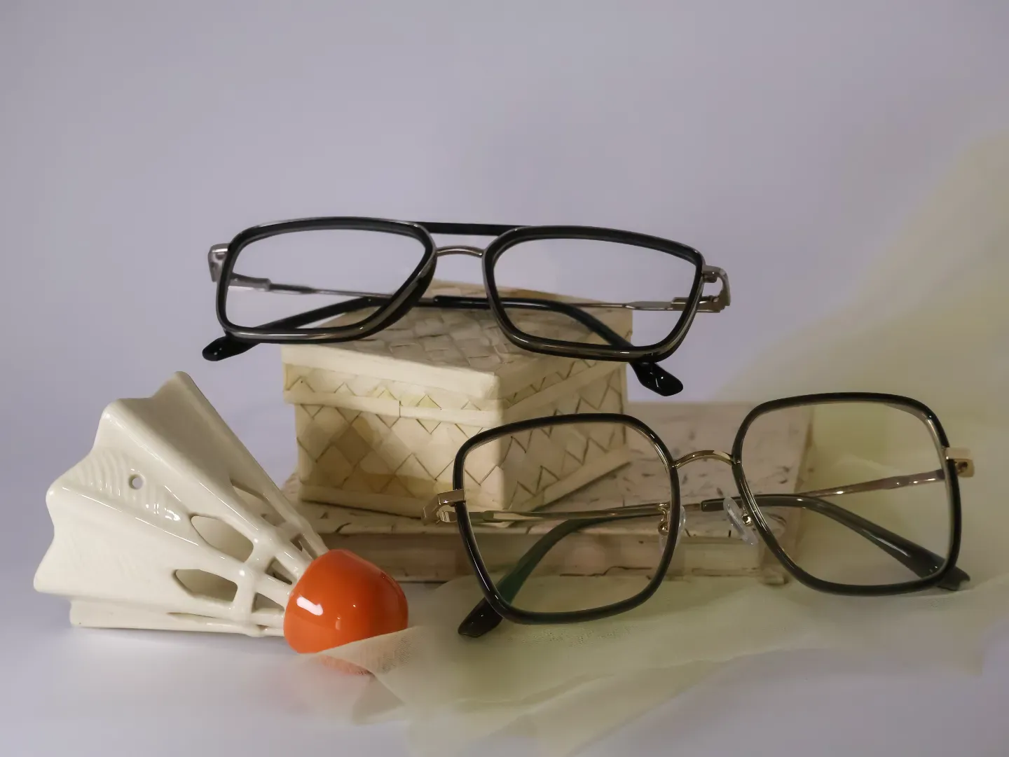 Professional Rectangular Metal and Acetate Composite specs at Neth Lanka Opticals Sri Lanka.