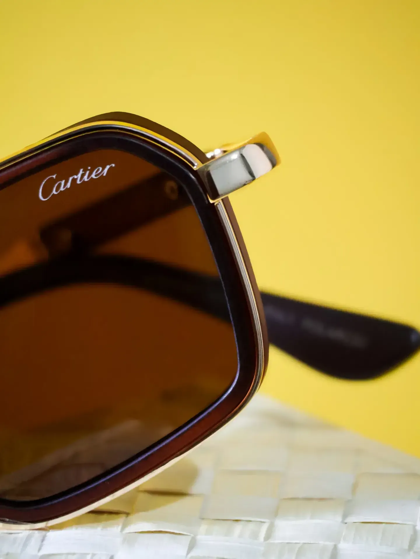 Profile view of luxury gold-rimmed sunnies. Premium optical accessories and spectacles in Sri Lanka.