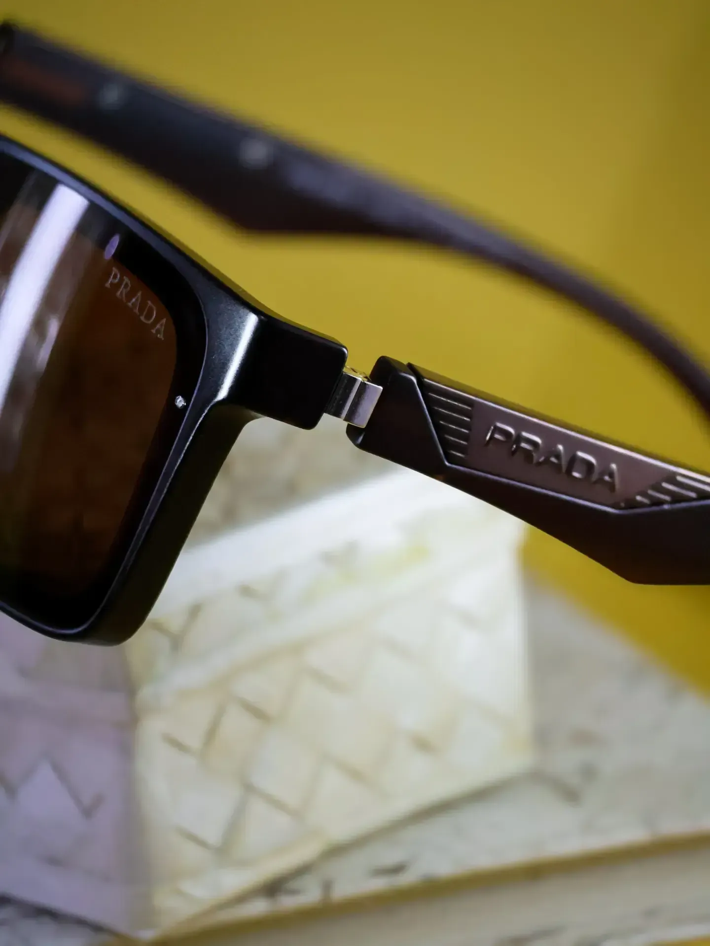 Detail of Vogue Square brown lenses. Ask our optometrists about converting these to prescription sunglasses or tinted specs.