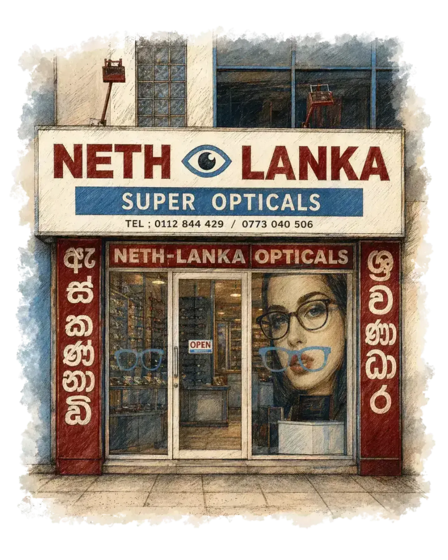 Visit Neth Lanka Opticals Neth Lanka Opticals Storefront Illustration and Branch Locator